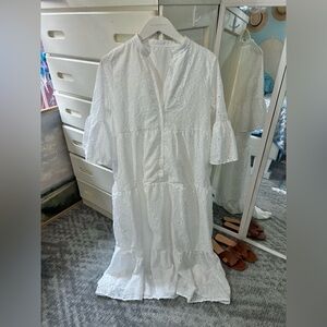 White Eyelet Lace Tiered Summer Spring Garden Party Dress✨